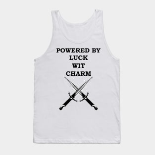 POWERED BY LUCK WIT CHARM ROGUE 5E Meme RPG Class Tank Top